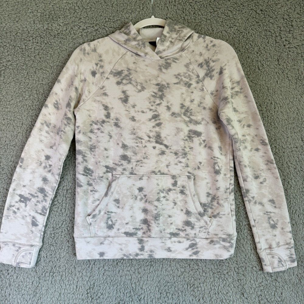 Athleta Girls Tie Dye Gray‎ Hoodie Pullover Sweatshirt Modal Soft Top Size XL 14